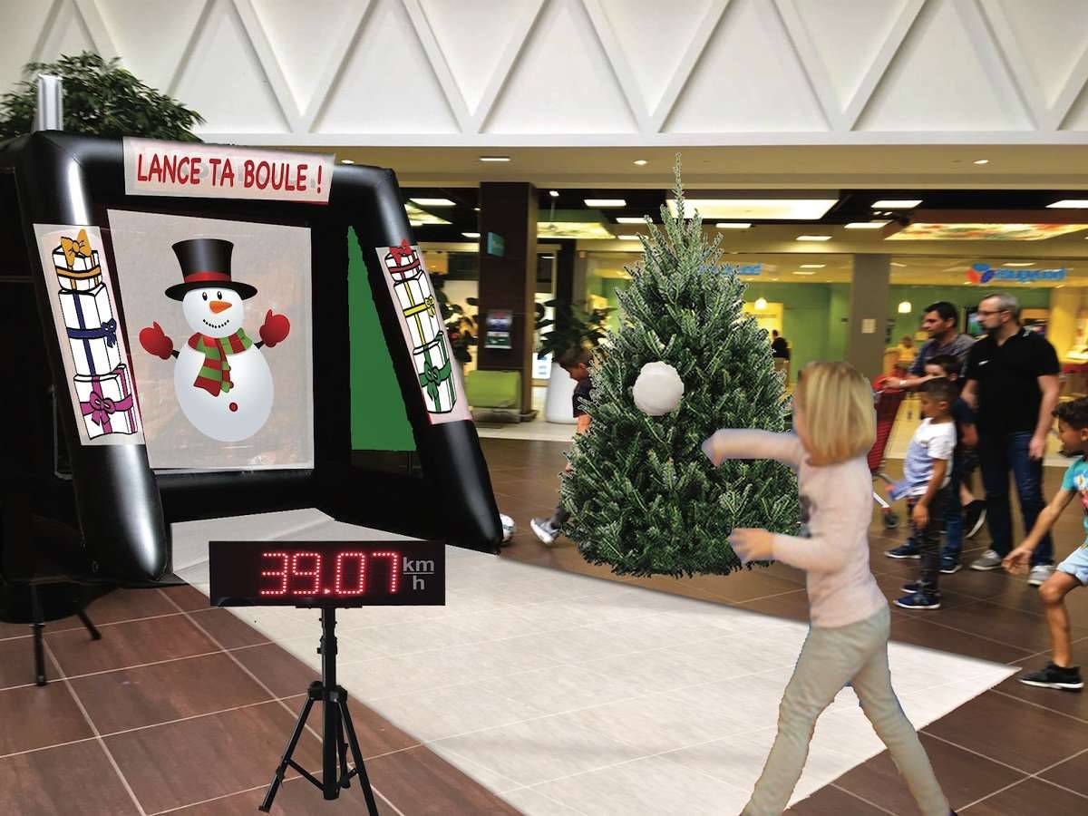 Animation événementiel pour l'hiver : Le lancer boule de neige ou speedball en Région Parisienne, Metropole Lilloise, et dans le Sud de la France.